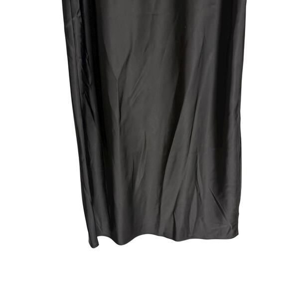 House of Harlow 1960 Revolve Solid Black Satin Maxi Bias Slip Skirt Size Medium - Picture 3 of 9